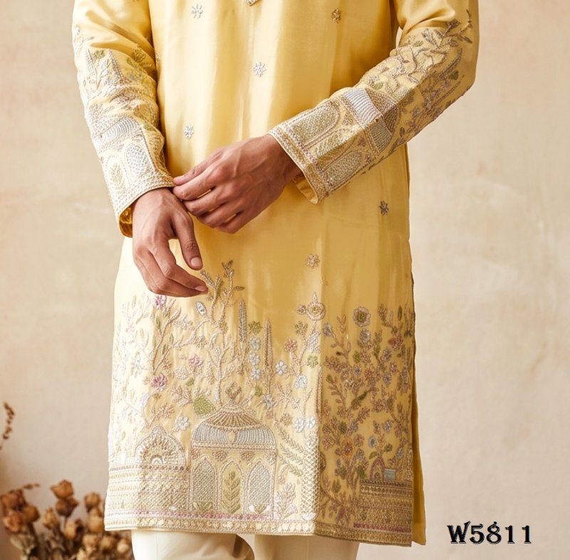 Outluk Wedding Vol 58 Silk Mens Kurta With Pajama 